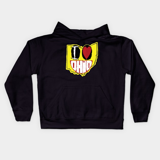 I Love Ohio Smiling Happy Face Kids Hoodie by pelagio